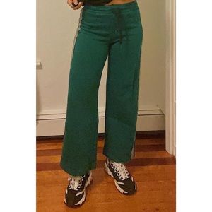 green sweats • wide legged • lightly used • b&w sides